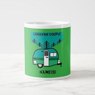 Happy Campers Caravanning Funny Caravans Two-Tone Large Coffee Mug