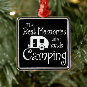 **HAPPY CAMPER'S CHRISTMAS ORNAMENT** METAL ORNAMENT