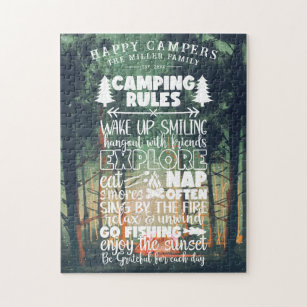 Happy Campers   Family Name Camping Rules Jigsaw Puzzle