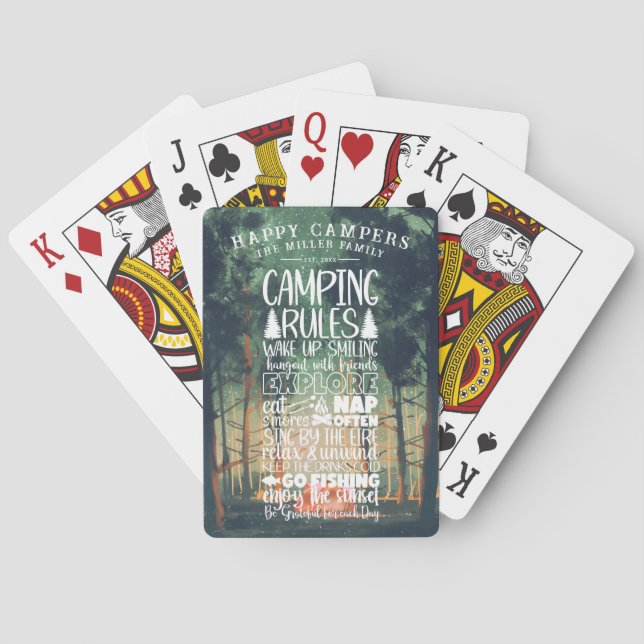 Happy Campers | Family Name Camping Rules  Playing Cards (Back)