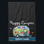 Happy Campers Family Name Kitchen Towel<br><div class="desc">Fun custom family name with Happy Campers text! A cute addition to your campsite. All text is adjustable. Artwork by Valarie Wade.</div>