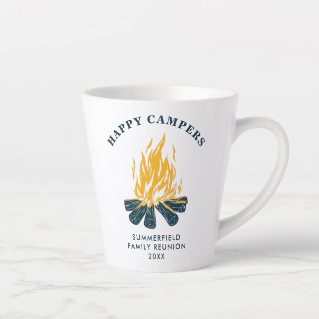 Happy Campers Family Reunion Custom Latte Mug (Right)