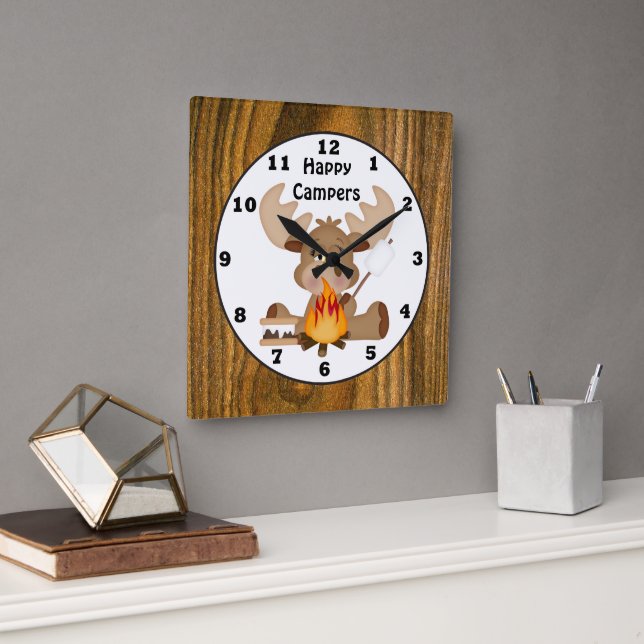 Happy Campers orignal amusant horloge murale (Bureau)