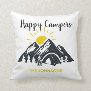 Happy Campers personalized custom camping RVing Throw Pillow