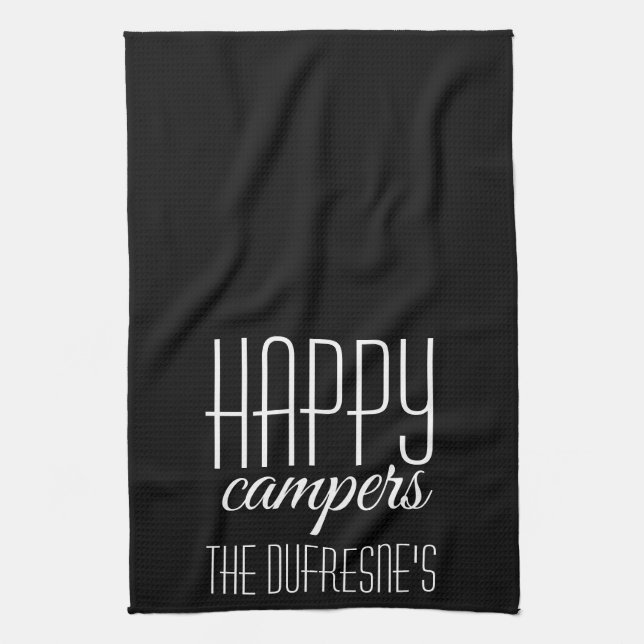 "Happy Campers" Personalized Kitchen Towel (Vertical)