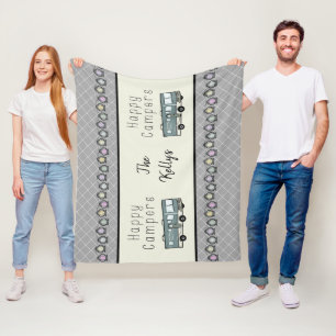Happy Campers Personalized RV Fleece Blanket
