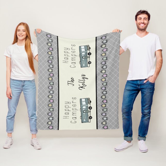 Happy Campers Personalized RV Fleece Blanket (In Situ)