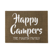 Happy Campers Rustic Burlap Personalized