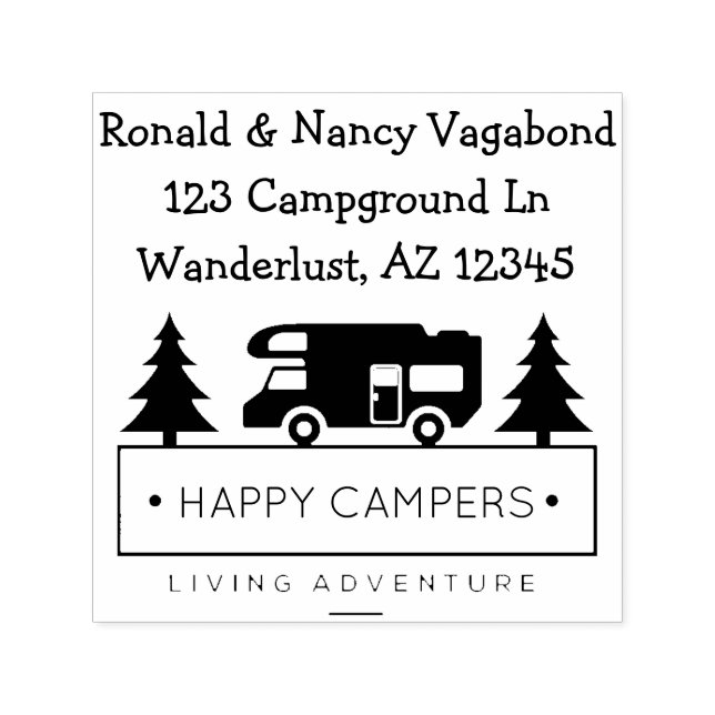 Happy Campers | Rustic Retired Camping Self-inking Stamp (Design)
