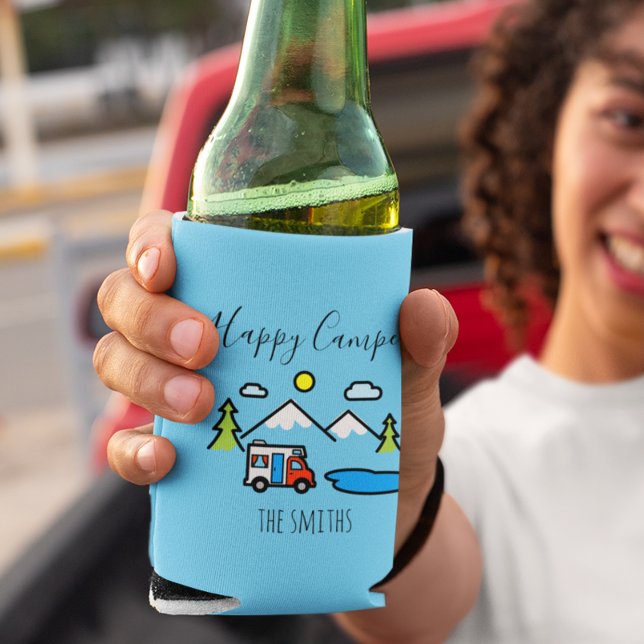 Happy Campers RV Mountains Camping Camp Can Cooler (Creator Uploaded)
