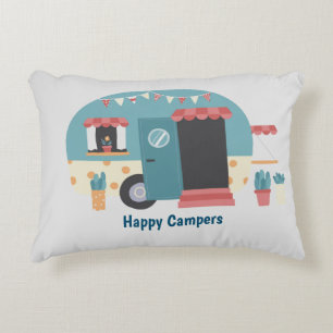 Happy Campers Trailer Accent Pillow