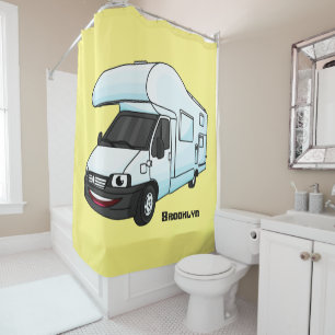 Happy campervan cartoon illustration