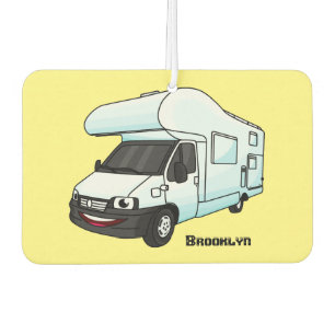 Happy campervan cartoon illustration air freshener