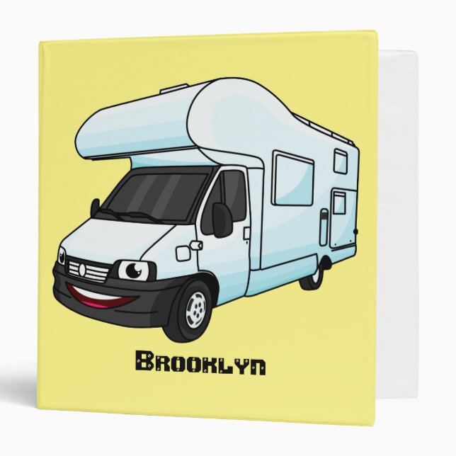 Happy campervan cartoon illustration binder (Front/Inside)