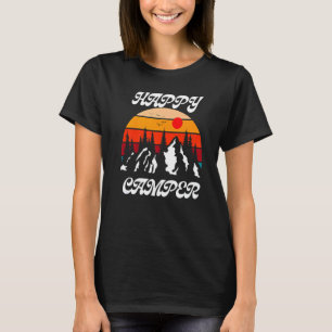 Happy Camping Camper Mountains Sunset Outdoorsman T-Shirt