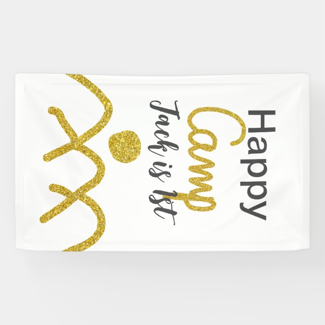 Happy camping camper one birthday kids golden sun banner (Horizontal)