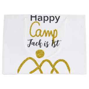 Happy camping camper one birthday kids golden sun large gift bag