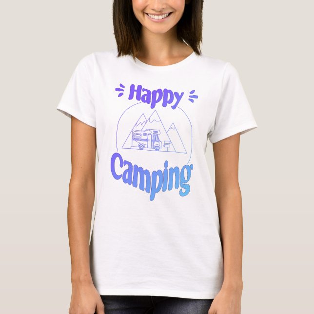 Happy Camping - cool T-shirt graphics (Front)