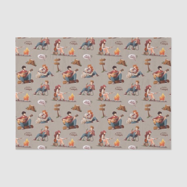Happy Camping, Hiking, Nature and Outdoors Lovers  Tissue Paper (Front)
