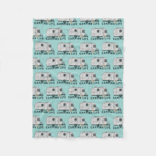 Happy camping life with cute Frenchies Fleece Blanket