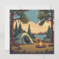 Happy Camping Tent and Campfire