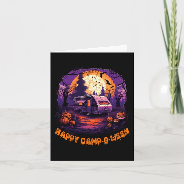 Happy CampOWeen Camping Halloween Costume Pumpkin  Card (Front)