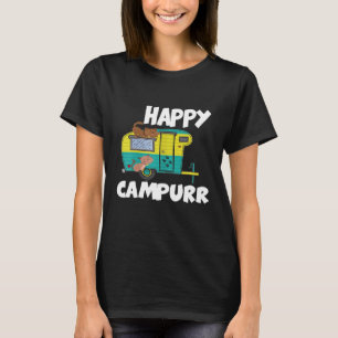 Happy Campurr Cute Camping Cat T-Shirt