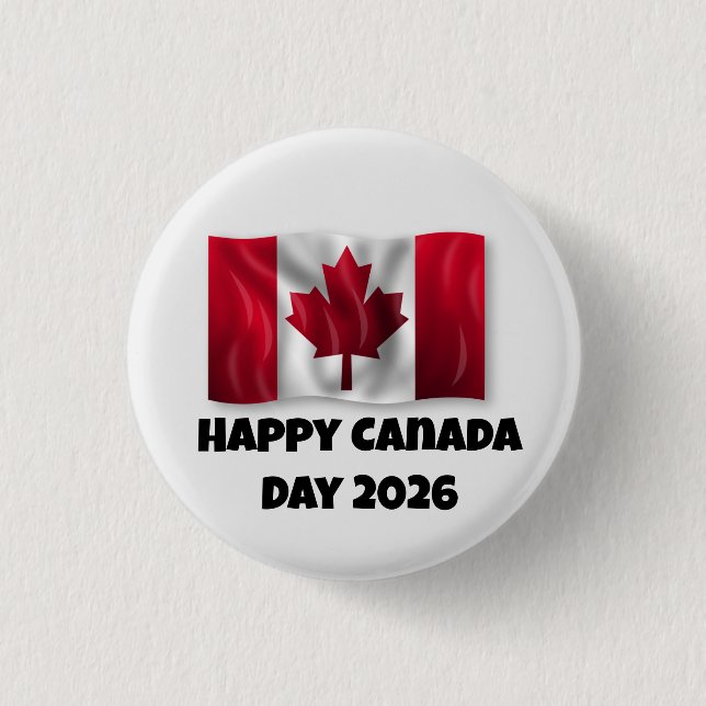 Happy Canada Day 1 Inch Round Button (Front)