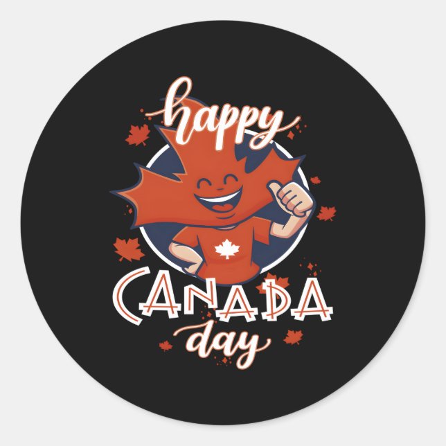 Happy Canada Day 2023 Canadian Maple Patriotic Classic Round Sticker (Front)