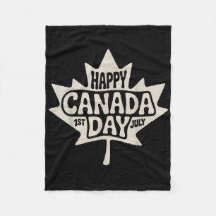 Happy Canada Day 2025 Vintage Canadian Flag Maple Fleece Blanket