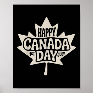 Happy Canada Day 2025 Vintage Canadian Flag Maple  Poster