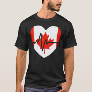 Happy Canada Day   Canadian Heart Beat Rate Nurse T-Shirt
