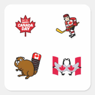 Happy Canada Day Celebration 4 Pack Stickers