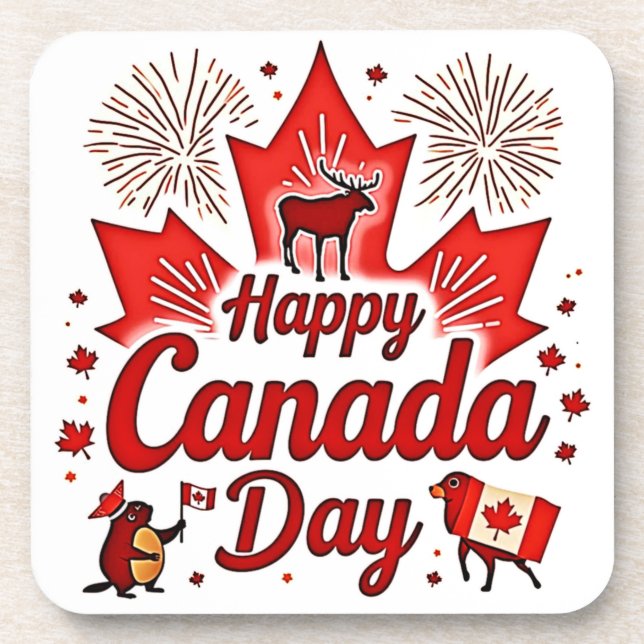 Happy Canada Day! Coaster (Front)