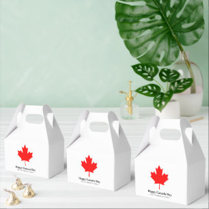 Happy Canada Day custom text with red maple leaf Favor Box