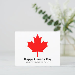 Happy Canada Day custom text with red maple leaf Postcard
