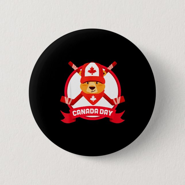 Happy Canada Day Design Funny Canadian Groundhog F 2 Inch Round Button (Front)