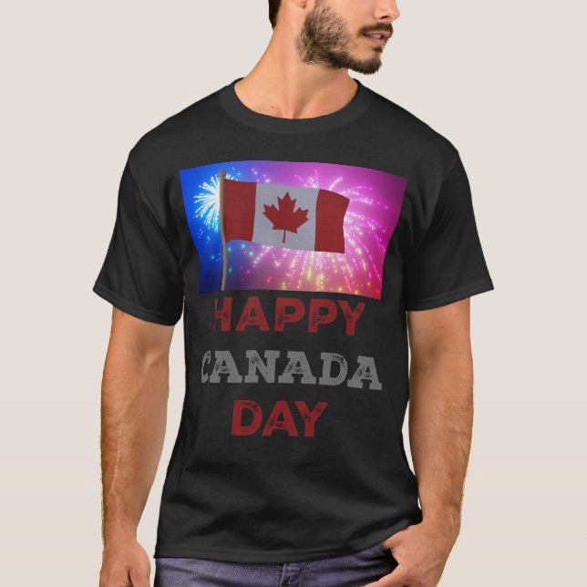 Happy Canada Day Fireworks T-Shirt (Front)