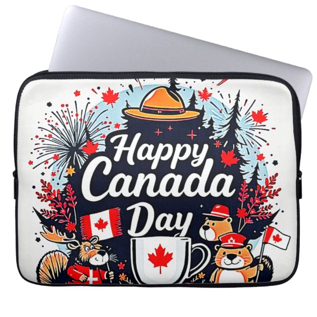 Happy Canada Day Fun Laptop Sleeve (Front)