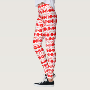 Happy Canada Day Maple Leaf Pattern Funny Leggings