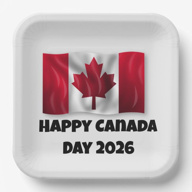 Happy Canada Day Paper Plate (Front)