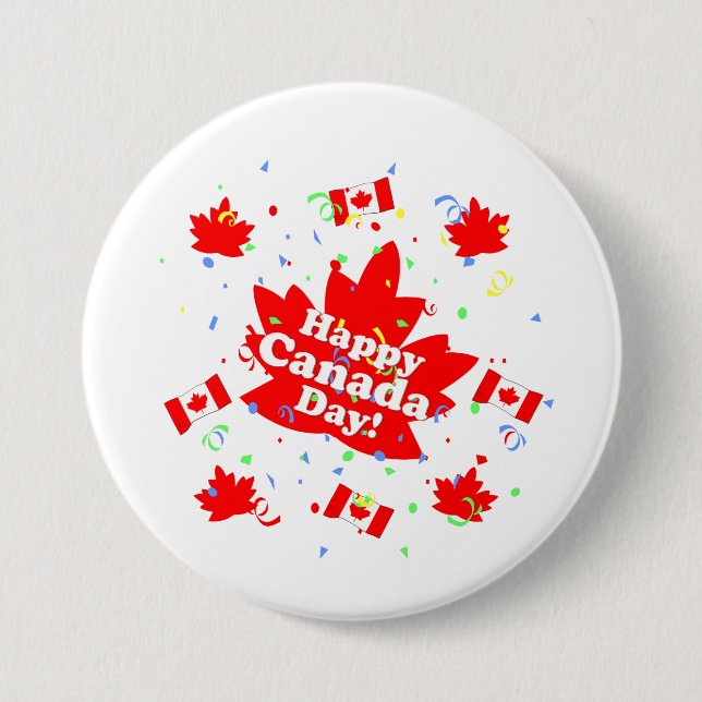 Happy Canada Day Party 3 Inch Round Button (Front)