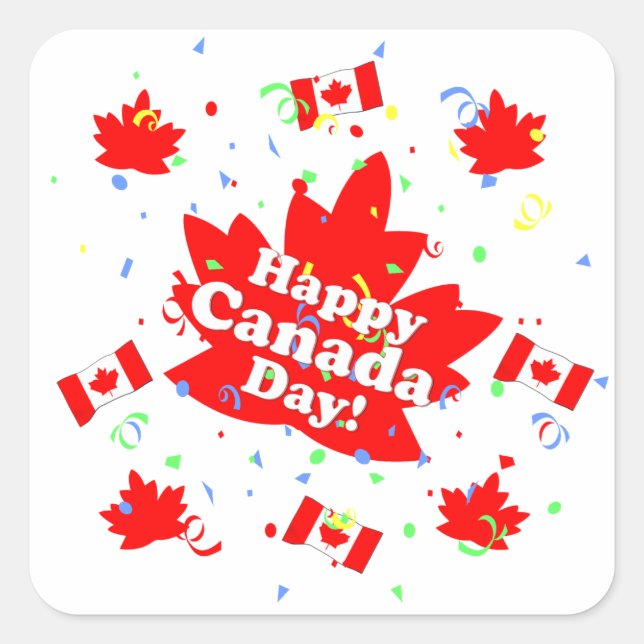 Happy Canada Day Party Square Sticker (Front)