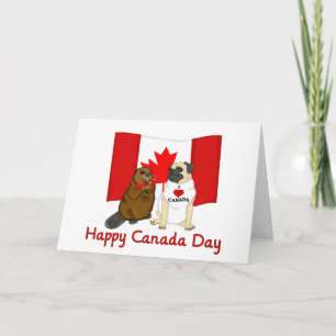 Happy Canada Day Pug and Beaver Pal Tees, Gifts Card