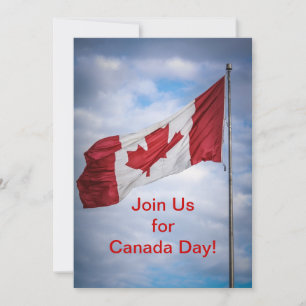 Happy Canada Day Red and White Canadian Flag Invitation