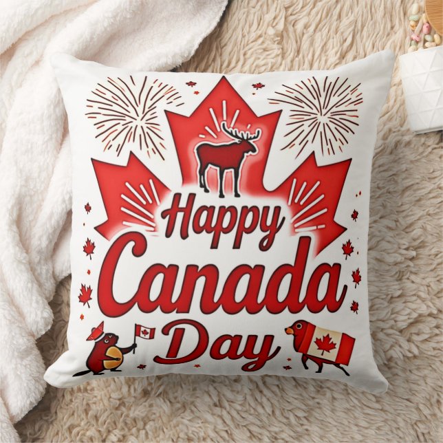 Happy Canada Day! Throw Pillow (Blanket)