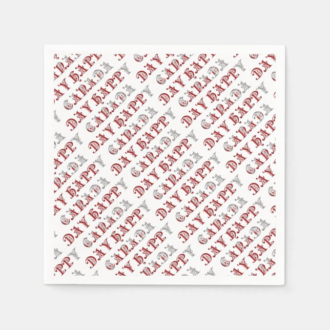 Happy Canada Day Typography Pattern Napkin (Front)