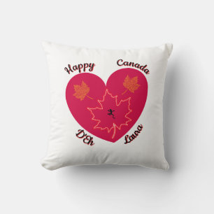 Happy Canada D'Eh Heart, Frog, Maple Leaves Throw Pillow