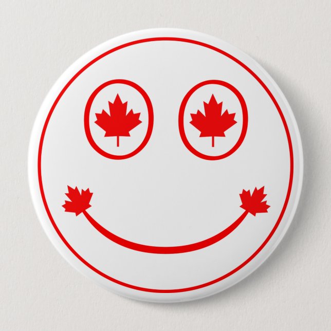 Happy Canadian 4 Inch Round Button (Front)