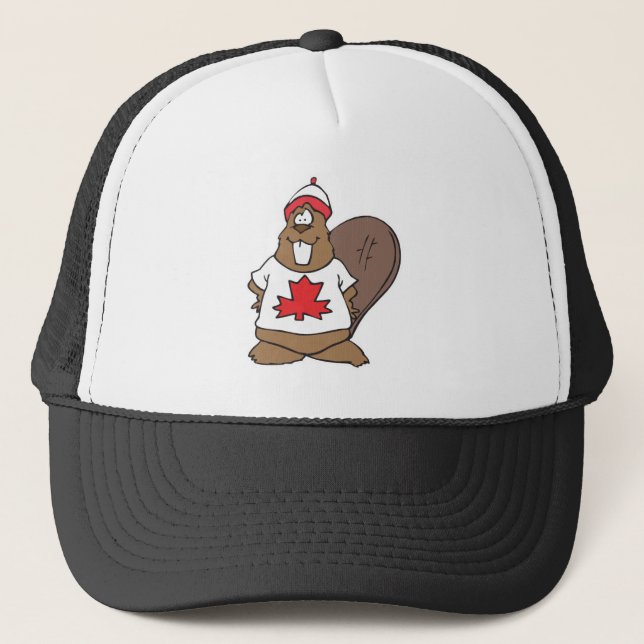 happy canadian bever trucker hat (Front)